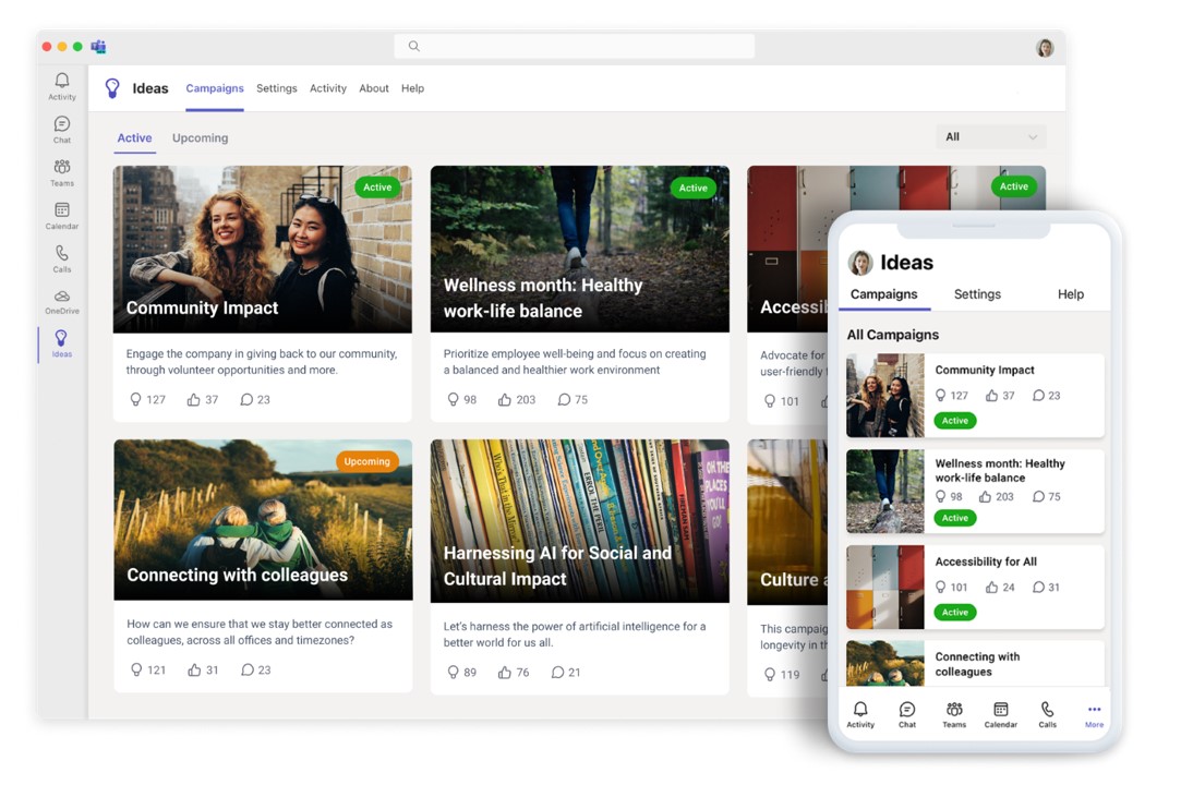 idea management platform interface with mobile option
