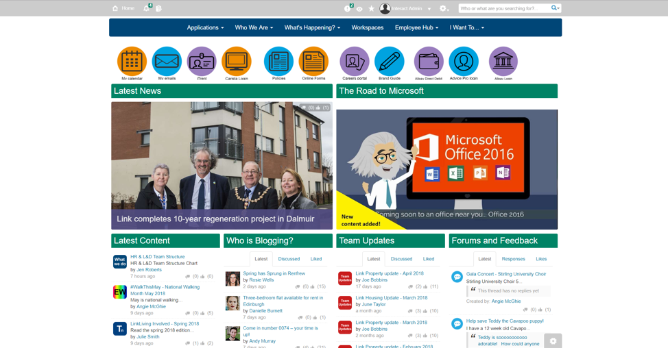 Link Group intranet screenshot