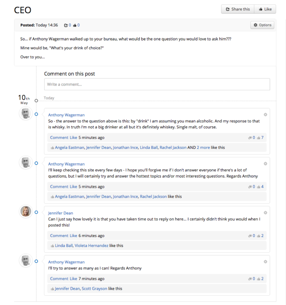 Travelex intranet screenshop Wagerman